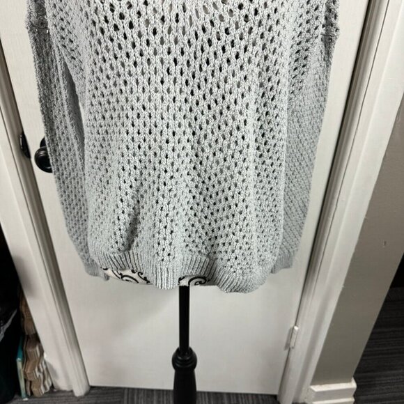 Theory gray chunky knit v-neck sweater fall winter casual. - Picture 3 of 8